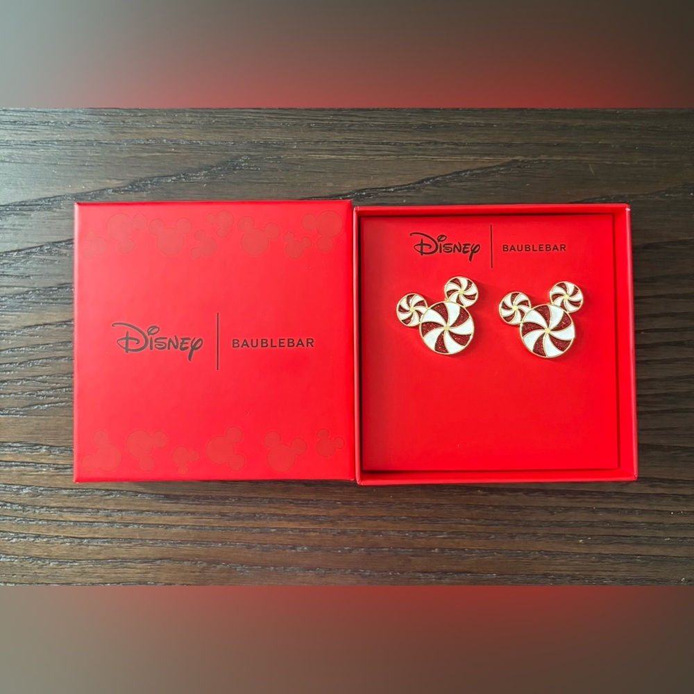 NEW Disney BaubleBar Mickey peppermint swirl earrings